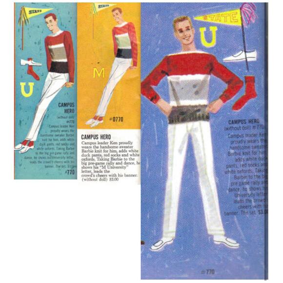 Vintage KEN #770 CAMPUS HERO Complete Japan TM NM Wool 60s Barbie School Outfit - Picture 11 of 11